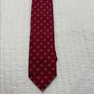 Thomas Pink Tie - Red Floral Embroidered Fabric